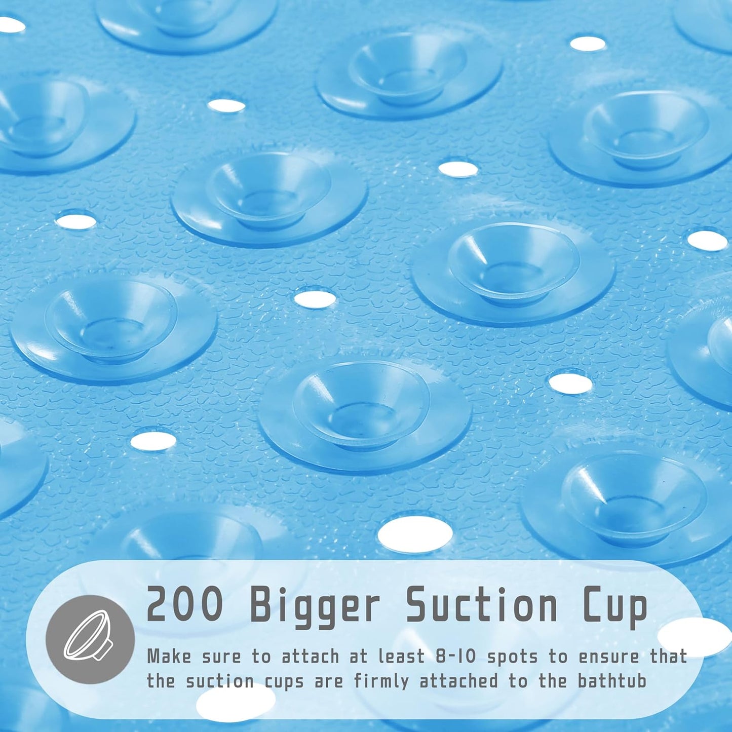 Yimobra Non Slip Bathtub Mat - 40 x 16 Inch, Extra Long Shower Mat with Drain Holes, Clear Blue