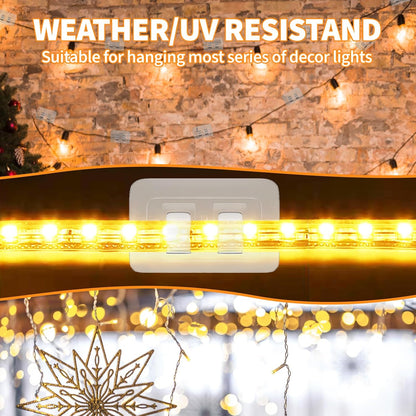 IFLOH 100Pcs Hooks for Outdoor String Lights Clips: Heavy Duty Cable Clips with Waterproof Adhesive Strips for Hanging
