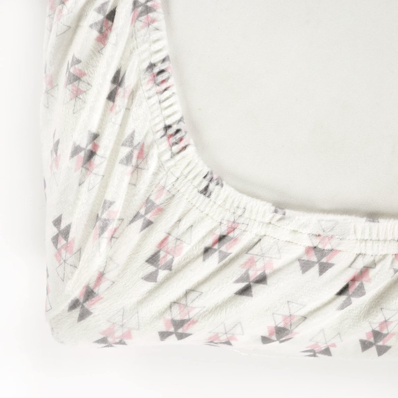 Lush Decor Baby Elephant Stripe Geo Soft & Plush Fitted Crib Sheet, 52"x 28" x 9", Pink & Gray