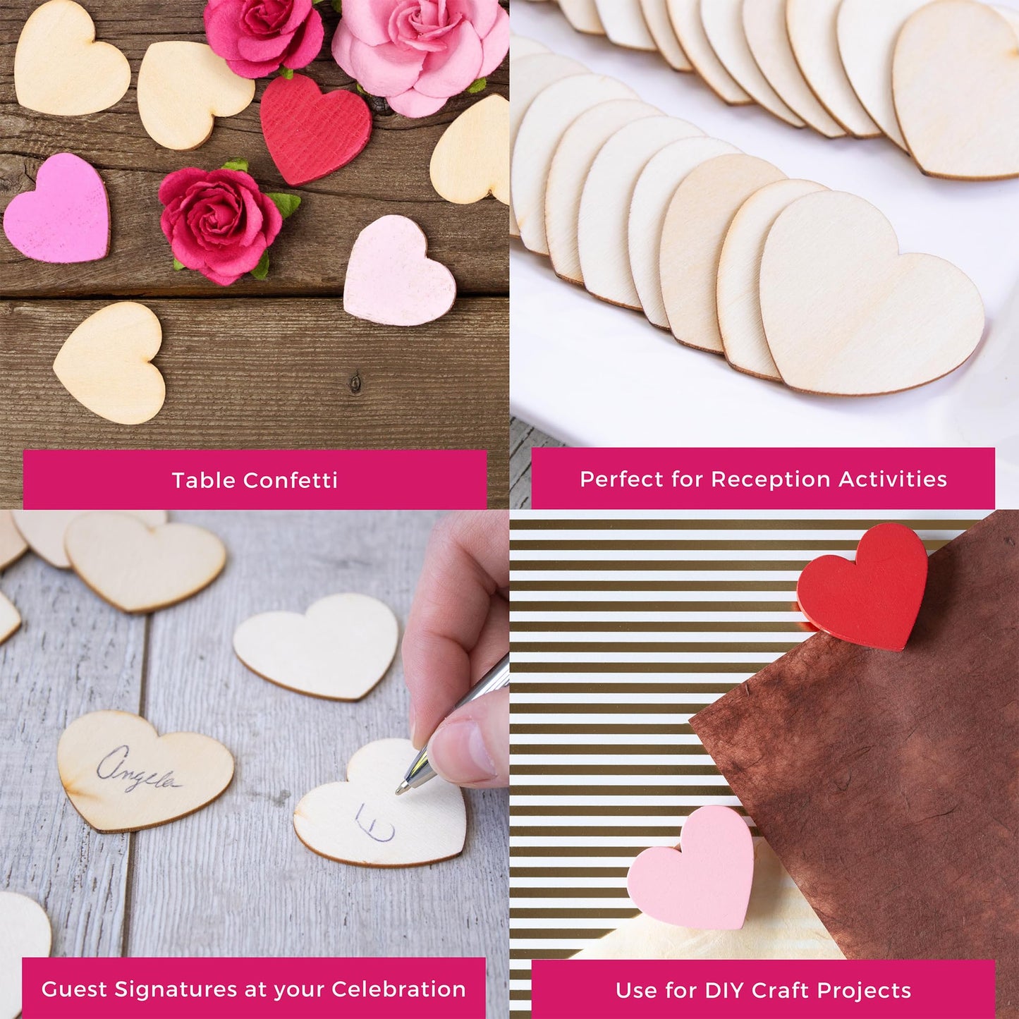 Kate Aspen Wooden Hearts for Guest Book (Set of 75) Wedding Guestbook Alternative Drop Box Hearts, Unfinished Wood Shapes for Crafts