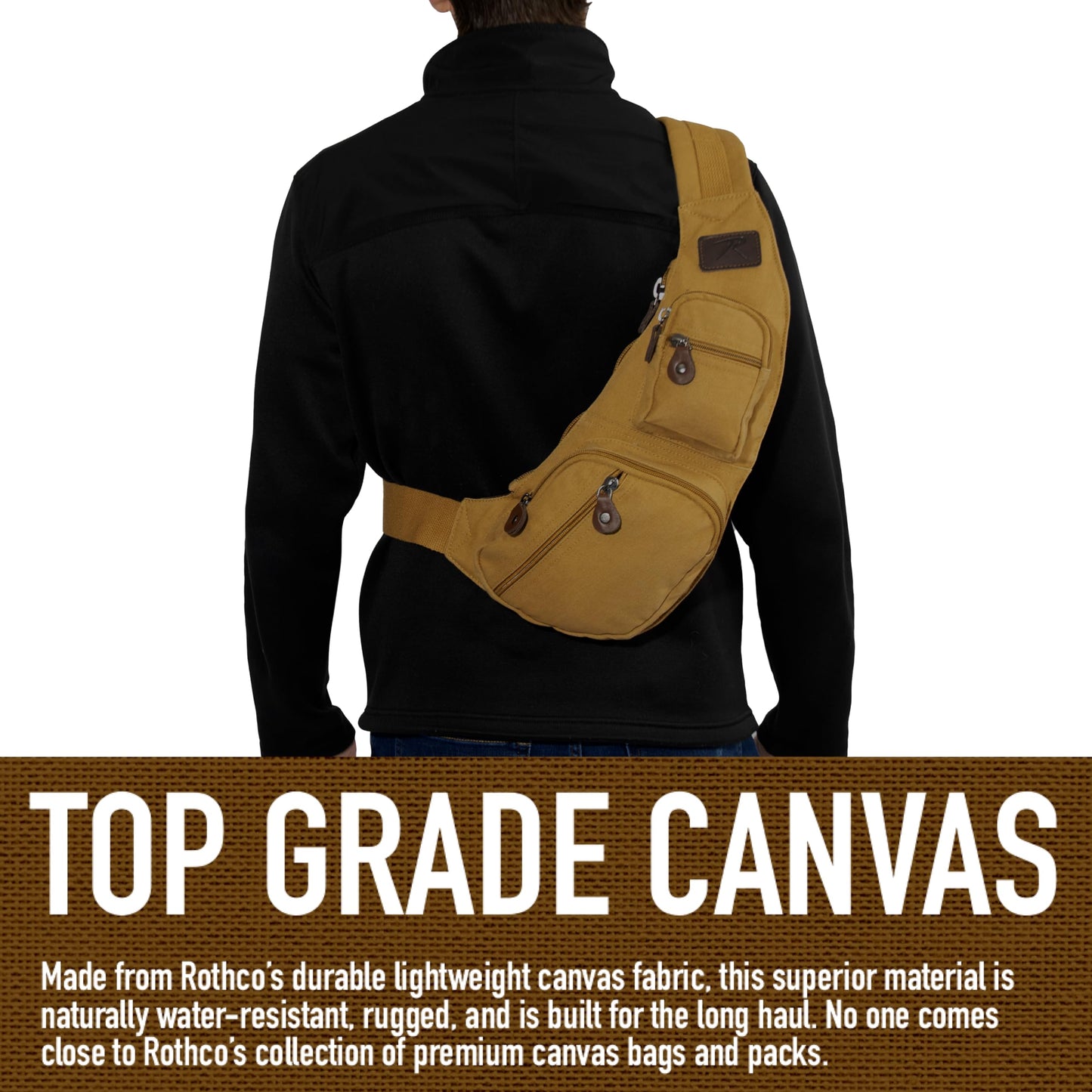 Rothco Vintage Canvas Crossbody Sling Bag – Compact Travel Shoulder Backpack 2L Storage