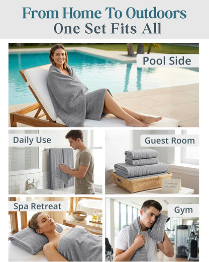 Set 8 2 4 2 Casa Platino Premium Cotton Bath Towel Pcs - Super Soft, Durable & Highly Absorbent - Bath, Washcloths
