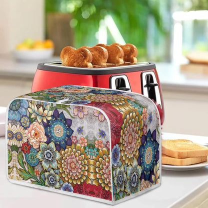 Bright Blossoms Toaster Covers 4 Slice, Dustproof Fingerprint Protectors and Greasy Protection, Anti-sputtering Machine
