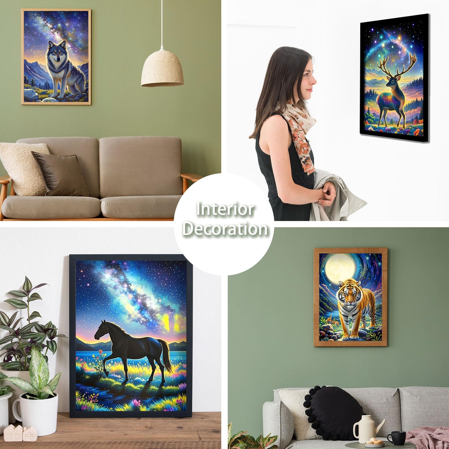 Leixonl Diamond Art Kits for Adults Beginners 6 Pack 5D Diamond Painting Kits for Home Wall Decoration Gifts Round Full Drill 11.8 X 15.7 inch (Animal)