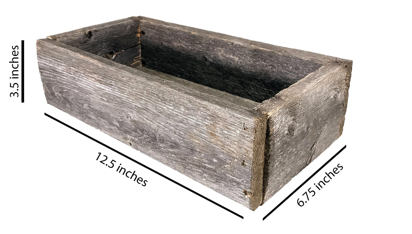 Rustic Revival | Decorative Barnwood Box – Authentic Rustic Weathered Wood Box for Table Decoration, Weddings, Parties & Farmhouse Home Decor – Real Wood Centerpiece Holder (Weathered)