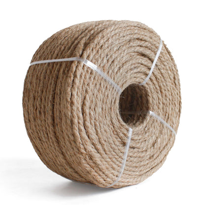 RIOOP Natural Jute Twine Rope 328 Feet 6mm, Heavy Duty Premium Garden Twine String for Crafts, Gardening Deals, Cat Scratching Cord, for Climbing Plants, Halloween Decor