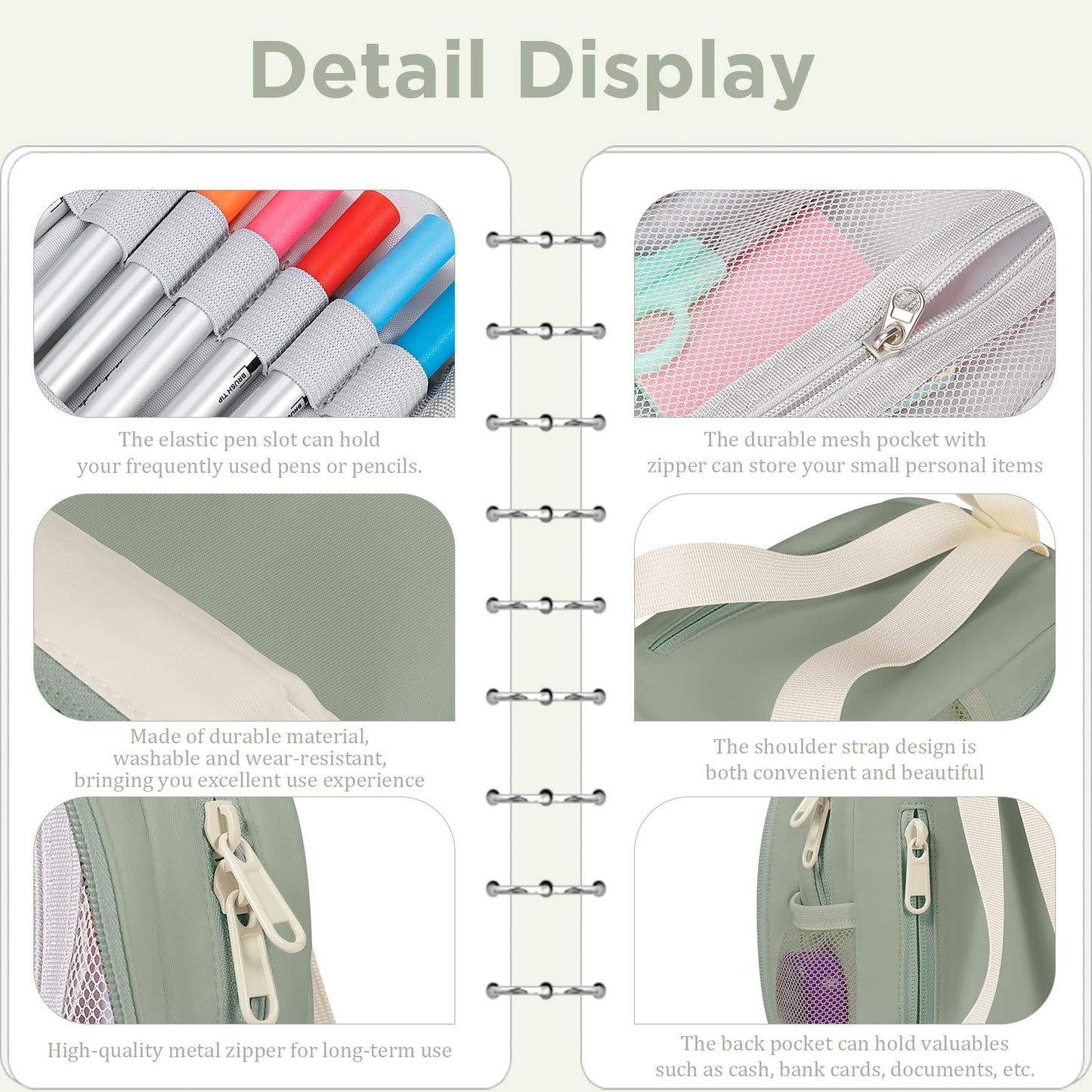 crawing Large Capacity Pencil Case, Mini Backpack Pencil Case, Storage High Capacity Bag Pouch Holder Marker Pen Organizer, for Student, Teen Girls, Adults(Green)