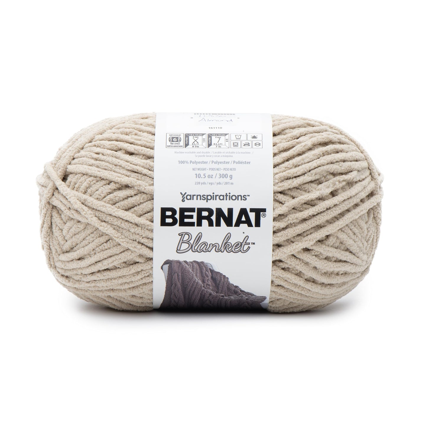 Bernat Blanket Super Bulky Acrylic Yarn - 2 Pack of 300g/10.5oz #6 Chunky Chenille Heavy Weight Yarn for Knitting and Crocheting, Amigurumi, Thick Blankets (Almond, 220 Yards 2-Pack)