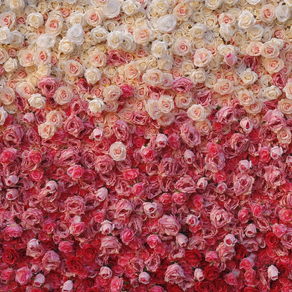 UYCVT Multiple Gradient Roses Artificial Flower Wall Backdrop Panels, Handmade Romantic Large Wedding Backdrop 3D Floral Wall Fabric Flower Wall for Party Baby Shower-300 * 300cm/10 * 10FT