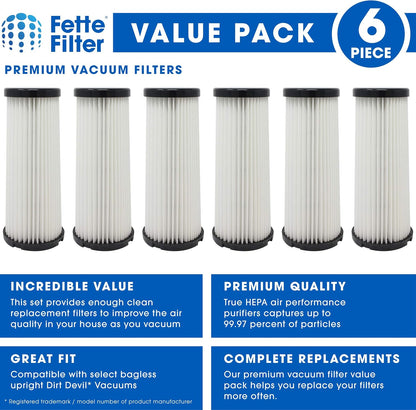 Fette Filter - Vacuum HEPA Filter Compatible with Dirt Devil F1, Pack of 6