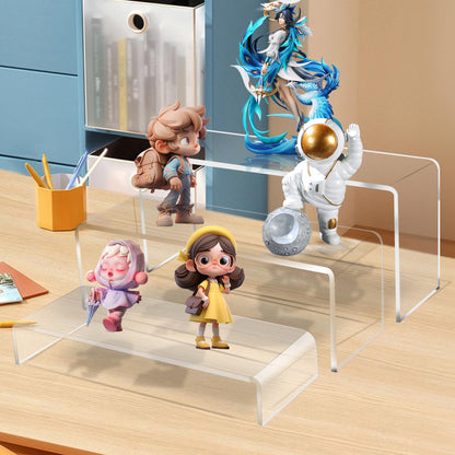Jusalpha 6 PC 10'' Large Clear Acrylic Riser Set, Acrylic Display Risers Shelf Showcase Fixtures for Jewelry, Display Stand for Amiibo Funko POP Figures, Cupcakes, Food Display, Cabinet- 10 x 3.9 x 3.9 in