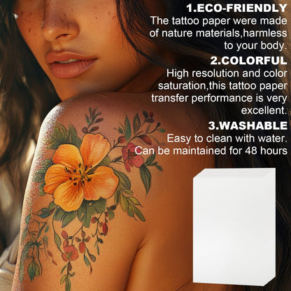 Blulu 15 Sheets Printable Temporary Tattoo Paper for Laser Printer 8.3 x 11.7 Inch DIY Personalized Image Transfer Decal Paper Water-resistant, Skin-Friendly Tattoo Papers for Party Birthday Festivals