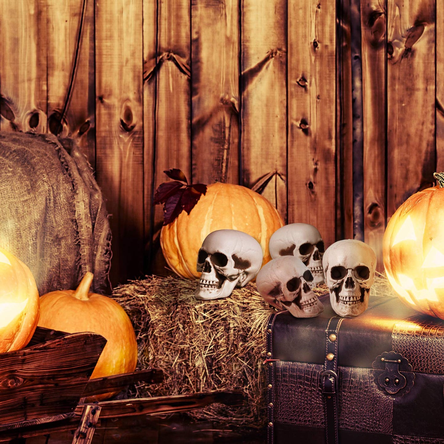 Boao 8 Pieces Halloween Skulls 2.0 x 2.4 x 3.1 Inches Realistic Looking Skulls Human Skeleton Head for Halloween Bar Home Table Decoration