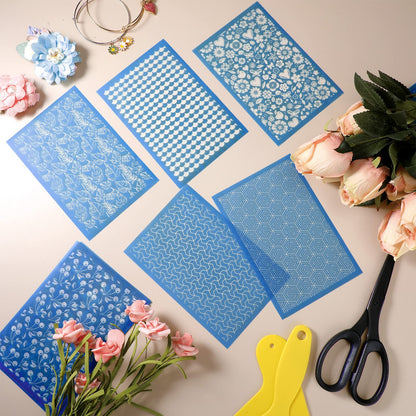 Jutom 24 Pieces Silk Screen Stencils for Polymer Clay Cutter Tools Reusable Silkscreen Print Kit DIY Craft Earring Jewelry Making Supplies Screen Stencils Reusable with 2 Squeegees, 3.9 x 6''