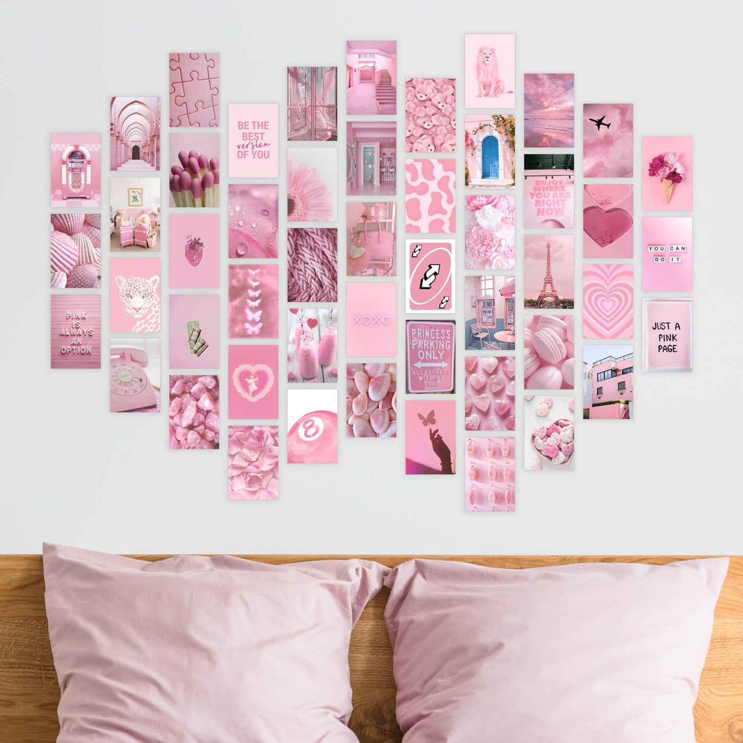 Y2K BOO Soft Rose Pink & Blush Pink Wall Collage Kit - 50pcs Coquette Aesthetic Prints, Dreamy Baby Pink Wall Decor for Teen Girls, 4x6 Romantic Photos for Apartment & Dorm