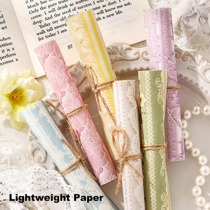 AuriicLeaf Lace Scrapbook Paper Set, 180 PCS Vintage Floral Journal Paper Kit for Scrapbooking, DIY Crafts, and Card Making