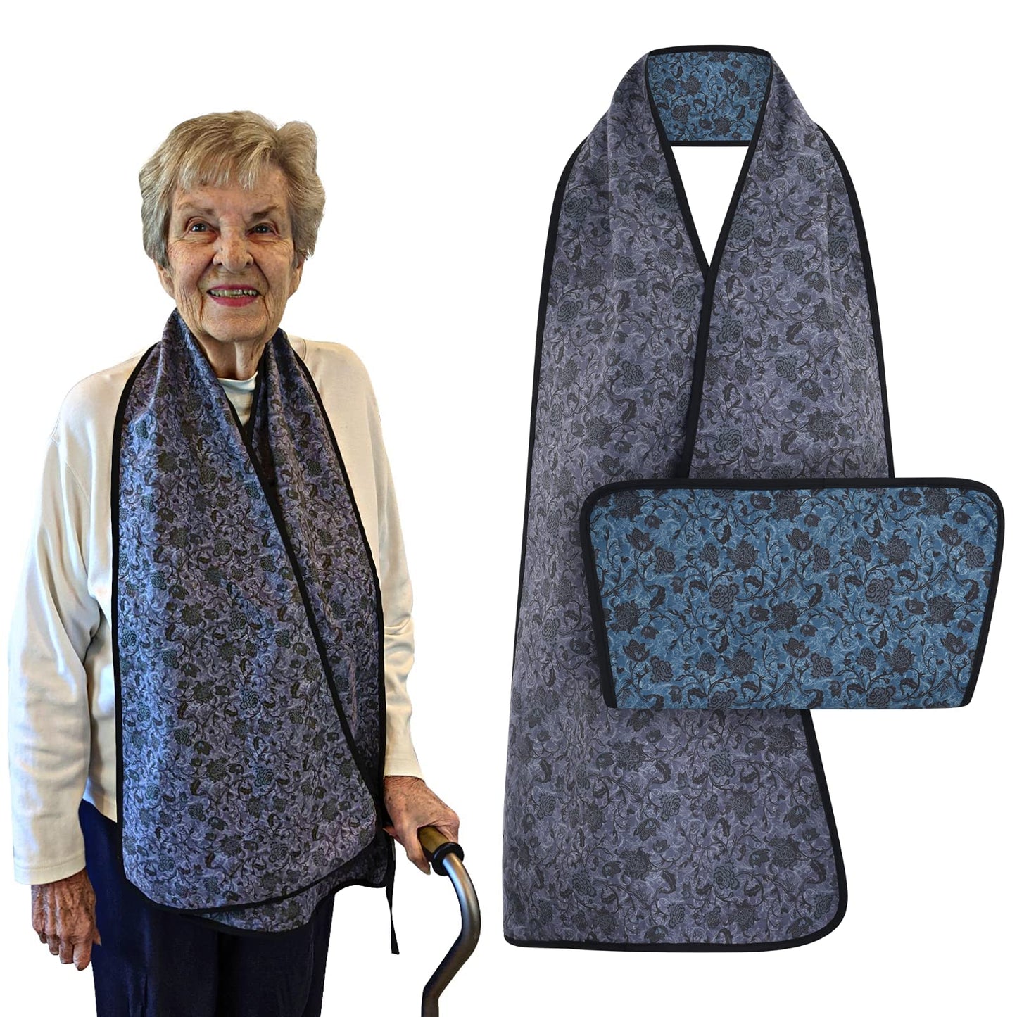 Reversible Adult Bib Scarf - Dignified Alternative to Adult Bibs | Washable and Reusable Clothing Protectors (Hurston)