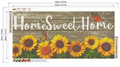 UB 5D Diamond Painting Kits for Adults Large Diamond Art Home DIY Full Drill Embroidery Retro Word Wall Crafts for Living Room Decor Home Sweet Home and Sunflower 14 x 28 in