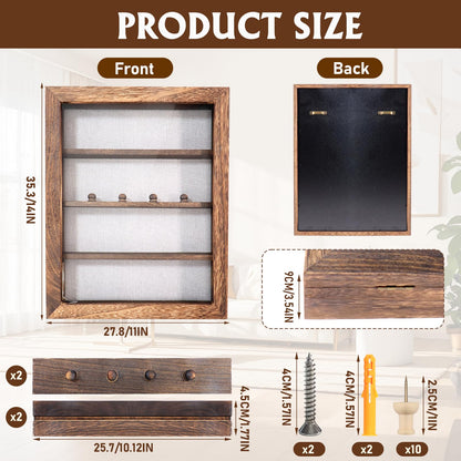 Shadow Box 14x11 Brown Picture Frames Display Cases with LED Light,Memory Keepsakes Boxes with 4 Removable Trinket Shelf,for Anniversary Wedding Baby Graduates Memorial Collect Deep Brown