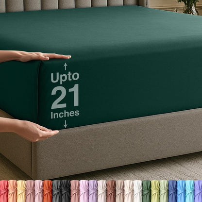 Utopia Bedding Extra Deep Pocket Queen Fitted Sheet, Fits up to 21 Inch Mattress - Hotel Luxury, Soft, Breathable and Comfy - Shrinkage and Fade Resistant - Easy Care (Emerald)