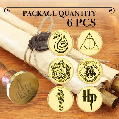 Wax Seal Stamp Kit - Sealing Stamp Set with Vintage Wooden Handle Seal Wax Stamp for Craft and Gift Vintage Wax Envelope Seal Press Heads and Hand for Adults