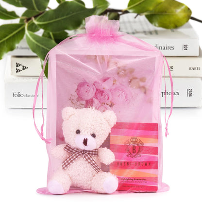 ANZNKU 8x12 in 50 Pack Pink Organza Bags, Small Gift Bags Bulk for Wedding Baby Shower Birthday Candy Party Favors, Large Sheer Mesh Goodie Bags Drawstring for Jewelry Craft Sachet & Gifts Wrap