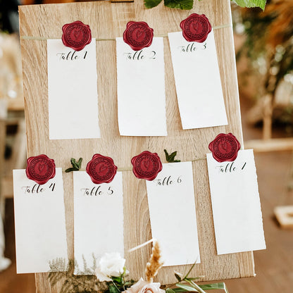 Whaline 50Pcs Valentine's Day Embossed Wax Seal Stickers Wine Red Heart Pattern Envelope Seal Decals Self-Adhesive Stamp Sticker for Wedding Invitations Greeting Cards Supplies DIY Craft, 1.2 Inch