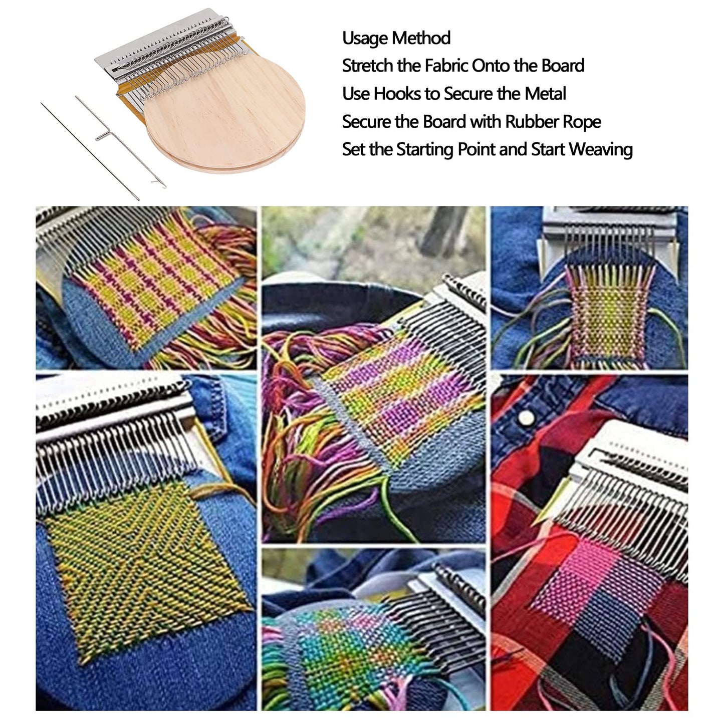 28 Pins Darning Loom, Small Weaving Loom Weaving Repair Tool Wooden Weaving Frame for Jeans Socks and Clothes