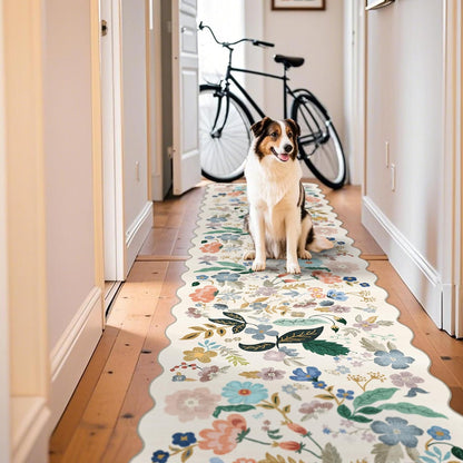 Skiennix Washable 3x12 Hallway Runner Rug - Soft Floral Non-Slip Carpet for Entryway, Kitchen & Nursery | Water-Resistant, Lightweight, Cream