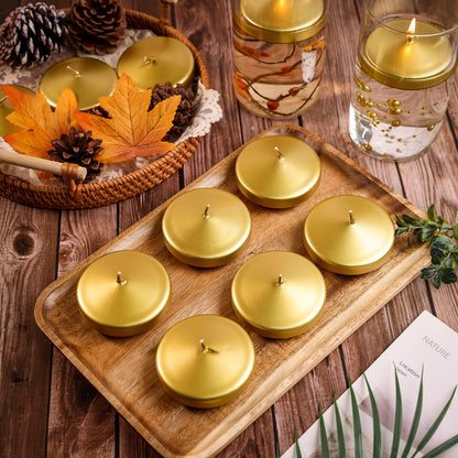 3 inch Floating Candles 36 Packs Gold Floating Candle for Centerpieces 8-9 Hours Floating Candles 3” Water Candles for Cylinder Vases, Pool, Wedding, Mother's Day