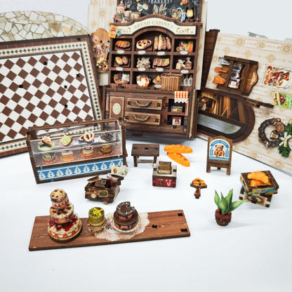 STRUCWOOD DIY Book Nook Kit,Miniature Dollhouse kit Store,3D Puzzle Tiny House Mini Bookend for Bookshelf Decor,Gifts for Adults and Teens- Bear Bakery(SQ-65)