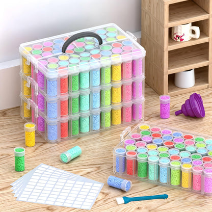 VANSUNS 4-Tier Diamond Painting Storage Box, 208 Slots Large Capacity Portable Transparent Diamond Art Storage, Suitable for Pills,DIY Art Crafts, Diamond Art Storage Containers