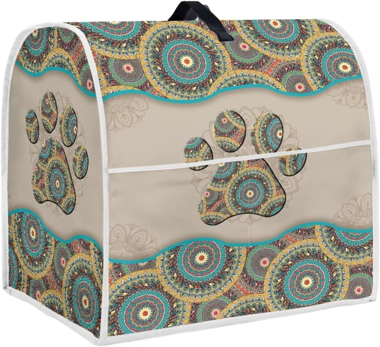 Boho Mandala Kitchen Aid Mixer Cover, Dog Paw Stand Mixer Storage Bag with Pocket, Easy to Clean Holiday Gift