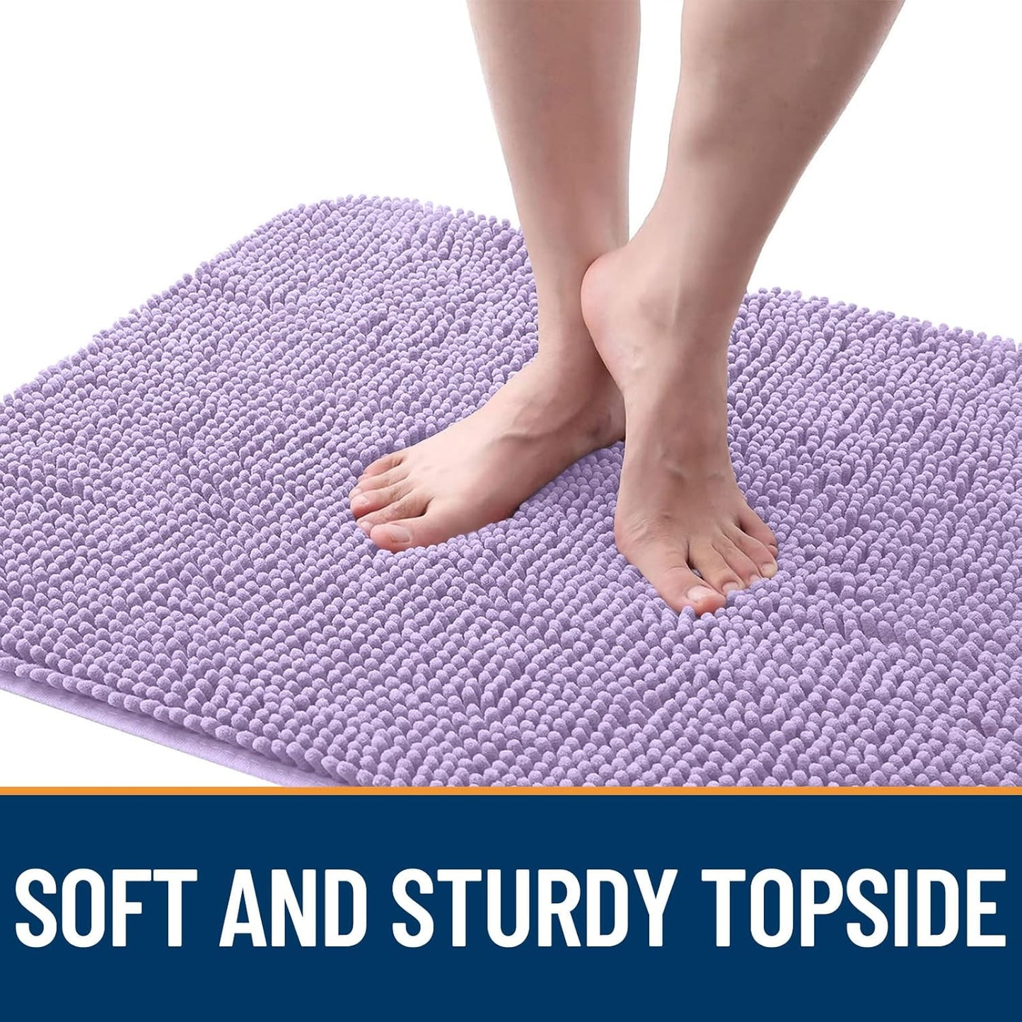 OLANLY Dog Door Mat - Absorbent Non-Slip Washable Doormat for Muddy Paws | 47x20, Quick Dry Chenille, Lavender