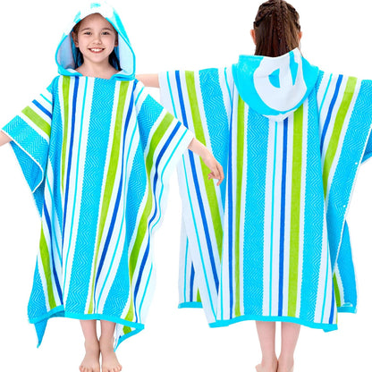 8-16 100% VOOVA & MOVAS Teens Hooded Poncho Towel for Boys | Super Absorbent Cotton Robe | Pool, Beach & Bath Towel |