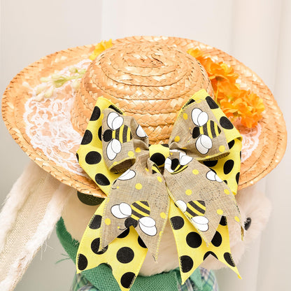 Ribest Bumble Bee Ribbon Wired, 2-1/2 Inch Polka Dot Striped Plaid Black and Yellow Decorative Ribbon for Wreaths Crafts Gift Wrapping Bows Making Summer Decoration, 4 Rolls Total 20 Yard