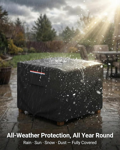 Yagvany 600D 25 25 18 Inch, Square Waterproof Patio Ottoman Cover, Heavy Duty Outdoor Furniture Cover with Windproof