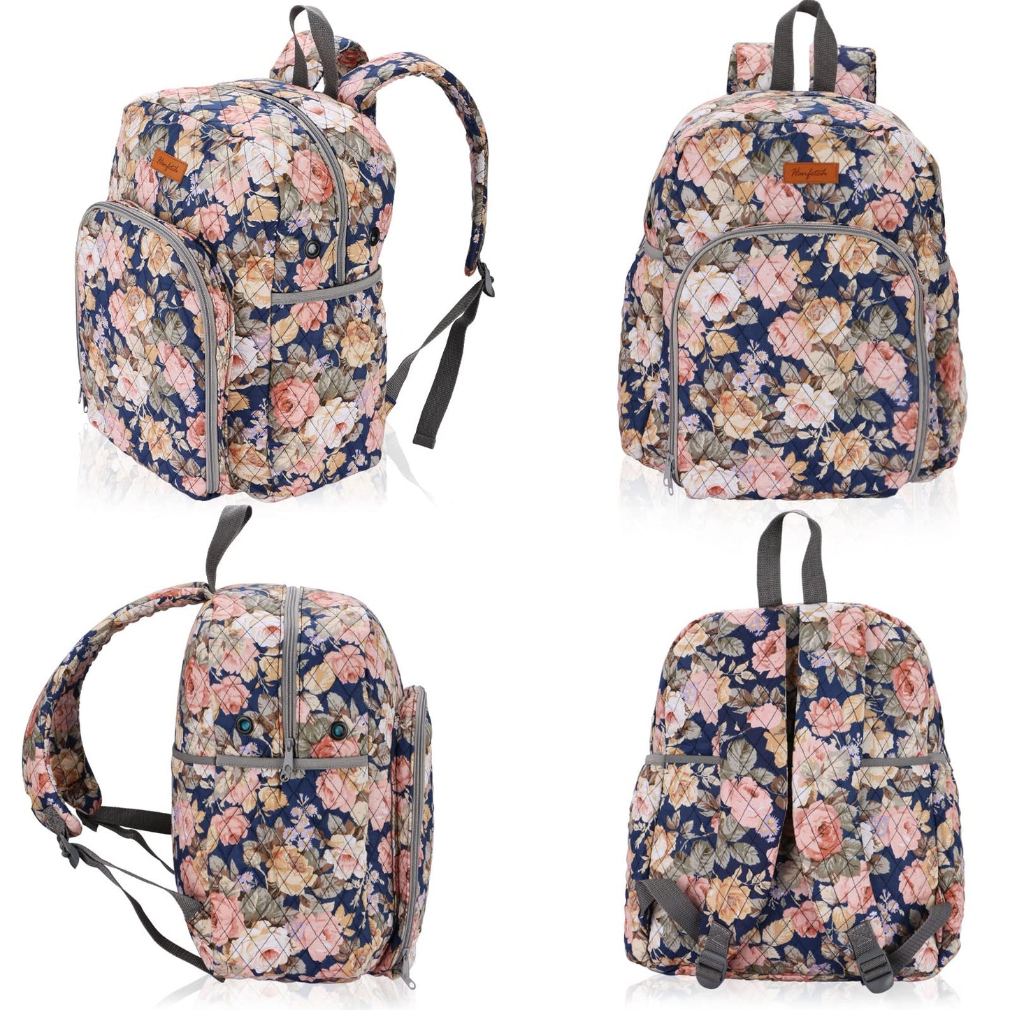 Hanfetch Yarn Storage Organizer Knitting Bag Backpack Large size with Grommets Portable Crochet Bag Yarn Keeper for Yarn Skeins， Crochet Hooks, Knitting Needles and Other Accessories (Peony)