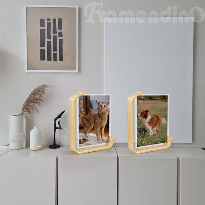 Framendino, 2 Pack Wood Picture Frame 5x7 Inch Acrylic Wooden Photo Floating Herbarium Display Frames for Wedding Party Home Decor