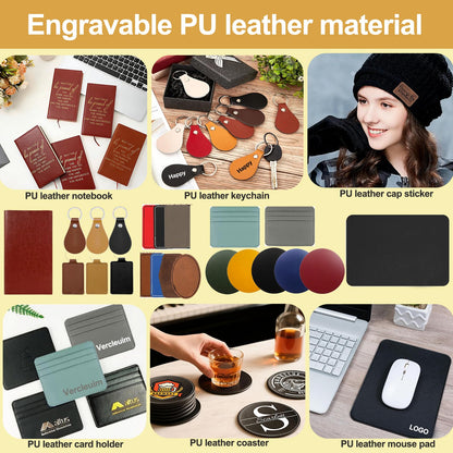 Vercleuim 134pcs Laser Engraving Blanks Kit, 28 Types Laser Engraving Supplies & Engraver Accessories with Basswood, PU Leather, Metal, Acrylic, Fabric for Laser Cutter Engraver