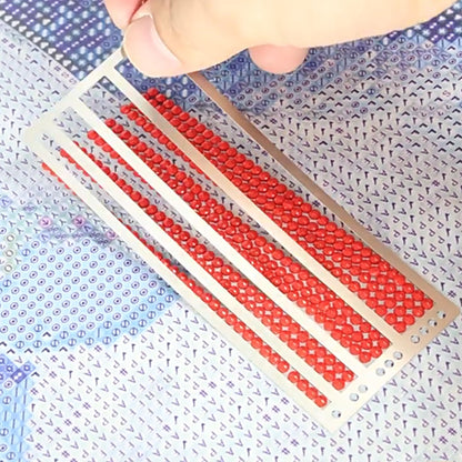 10 Pieces Diamond Painting Ruler Stainless Steel DiamondArt Ruler Alignment Tool, 1/2/3/4 Row for Round and Square Diamond Painting Tools for Full or Partial Diamonds, Diamond Painting Guide