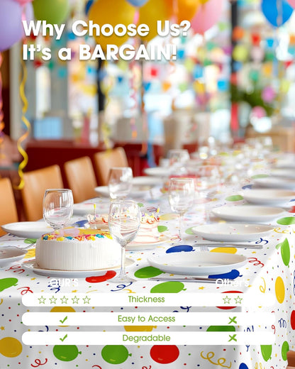 Pureegg Disposable Plastic Tablecloths - 54 x 108 Inch, Leakproof & Sturdy for Birthday Parties & Picnics