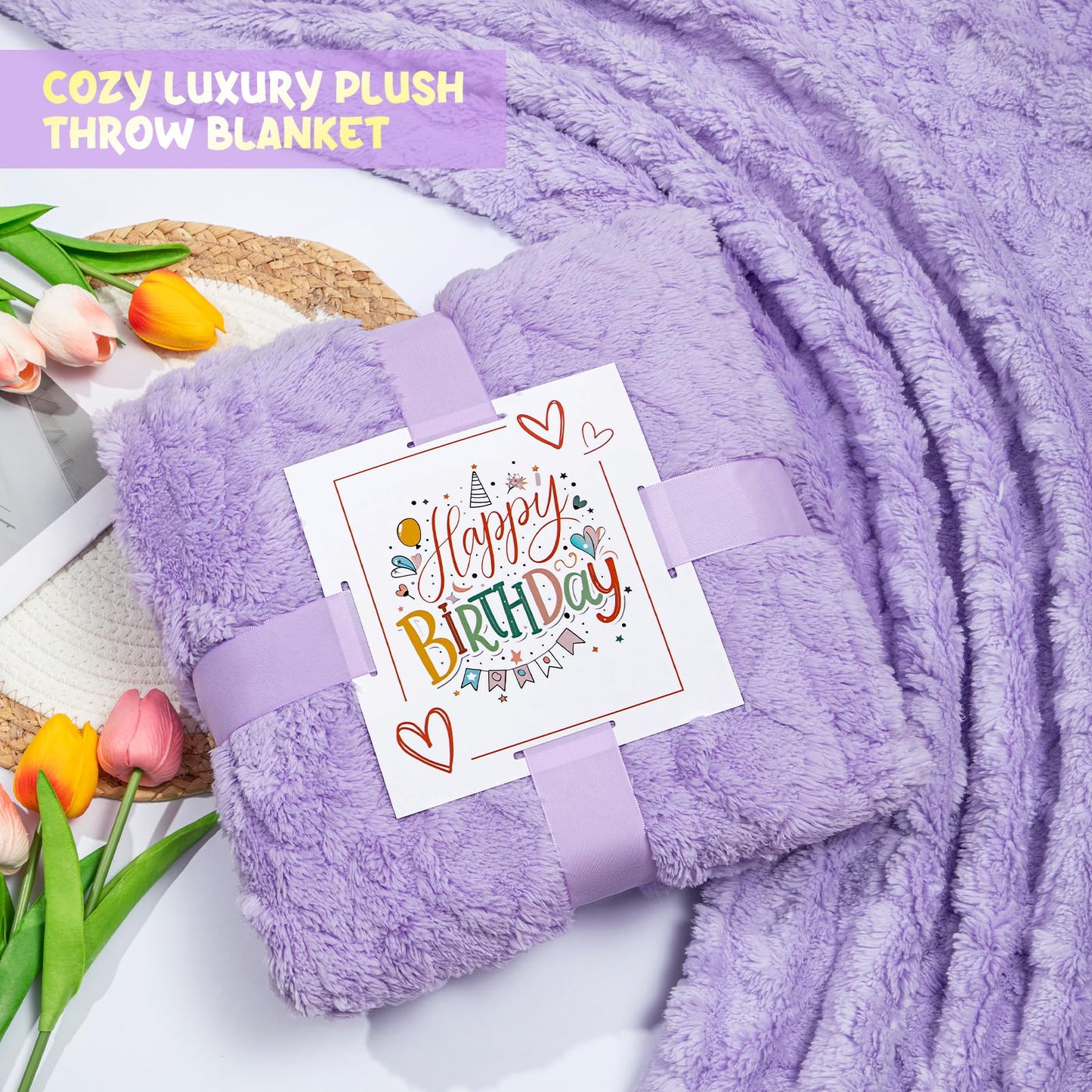Joyliss Birthday Gifts for Women, 13PCS Unique Happy Birthday Gifts Basket for Mom Her Best Friend Sister Wife Girlfriend Coworker Bestie, Luxury Self Care Box Relaxing Spa Gifts Set (Lavender)