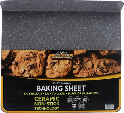 CasaWare Toaster Oven Baking Sheet - 10-Inch Interior Size with 1.5-Inch Handle | Silver Granite Finish