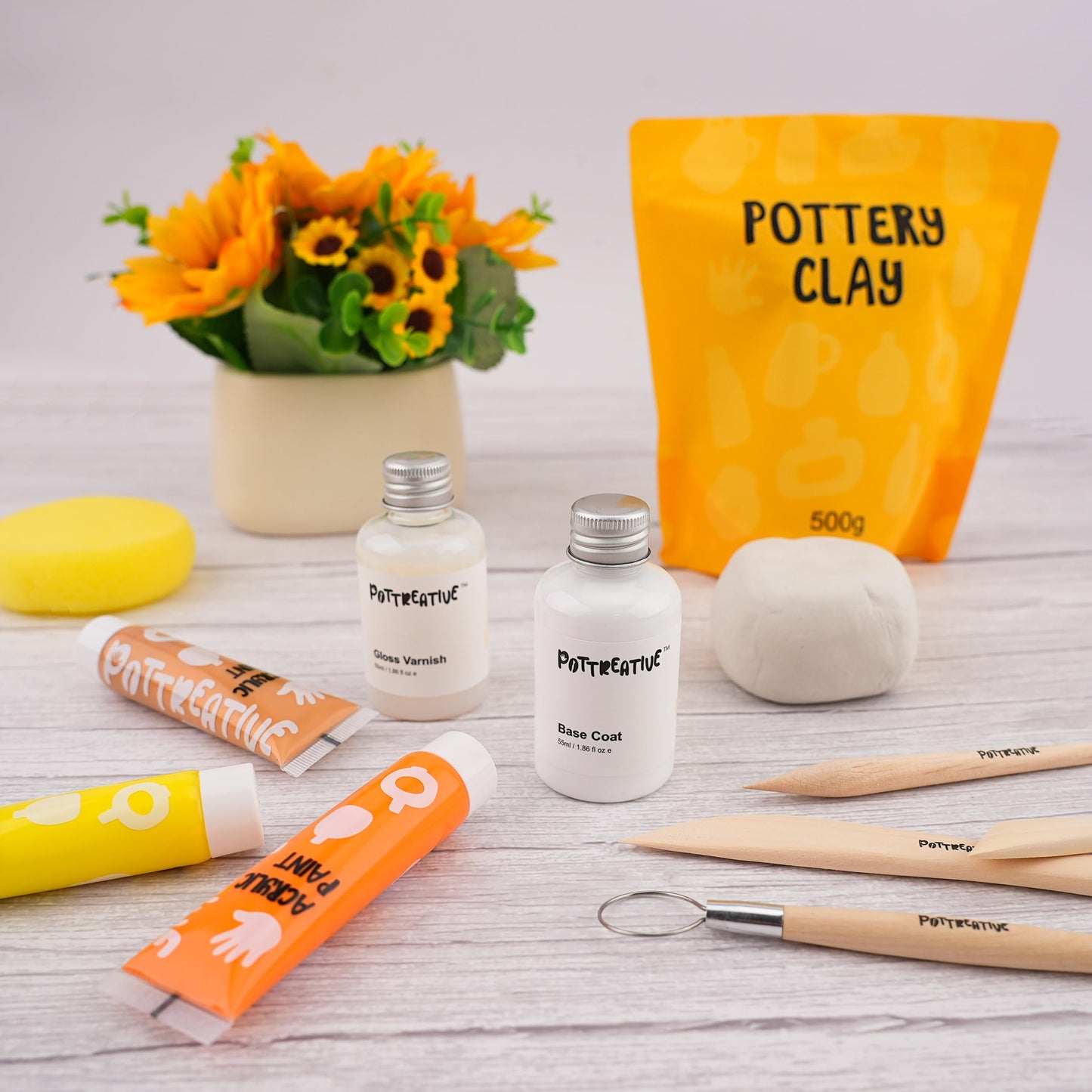 POTTREATIVE Air Dry Clay Kit for Adults, Pottery Starter Kit with Tools & Guide, DIY Craft Kit for Beginners, Date Night Activity, Art Hobby Gift Set