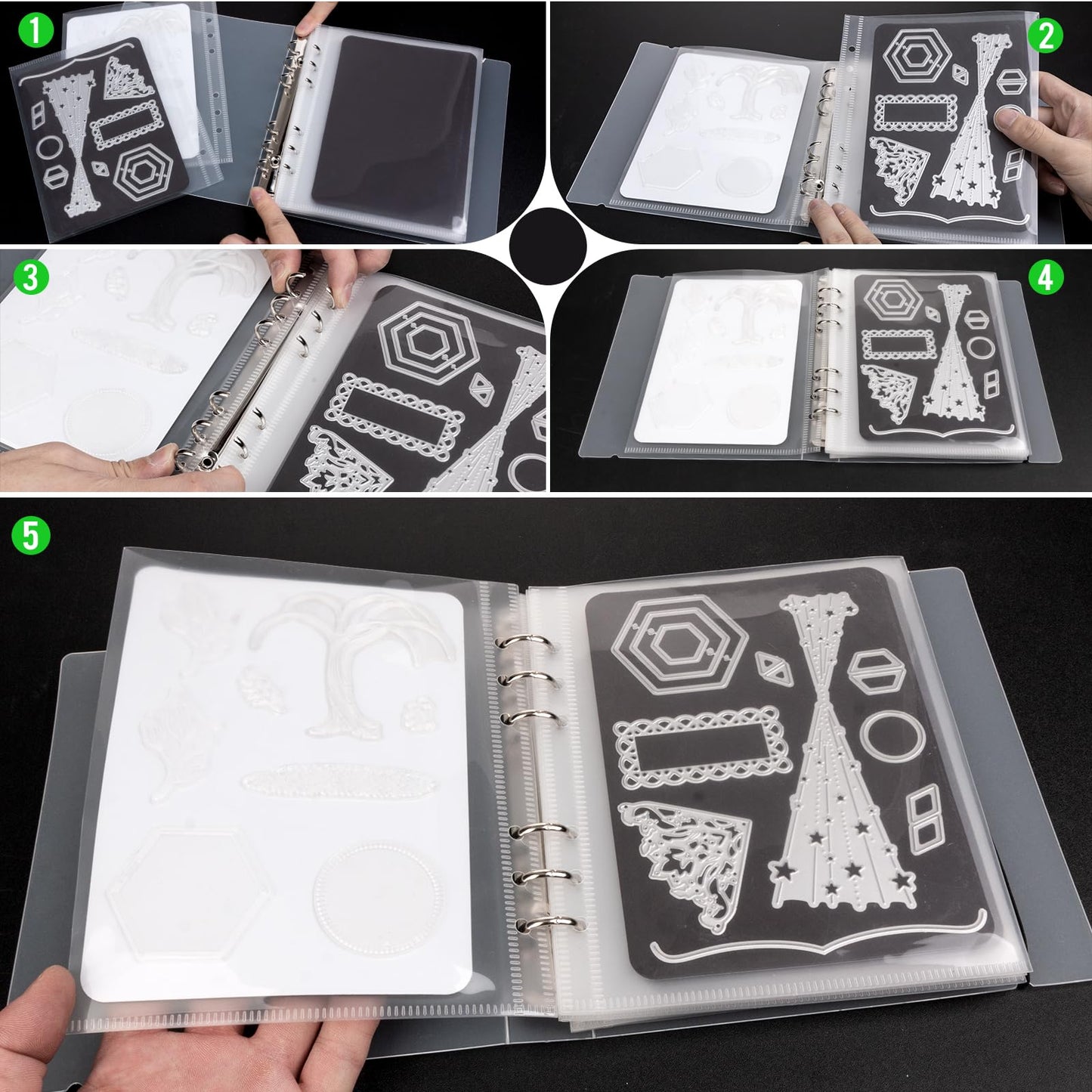 UNIMEIX Thicken 10 Pcs Magnetic Sheets for Die Storage with 1 Binder Cover, Stamp and Die Storage Die Cut Storage for Card Making Supplies(1.2 mm Thickness, Transparent