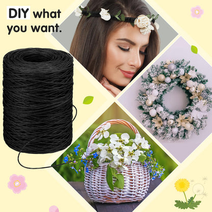 Syhood 1345 Feet Floral Vine Bind Wire Rustic Wrapping Wire for Flower Bouquets(Black)
