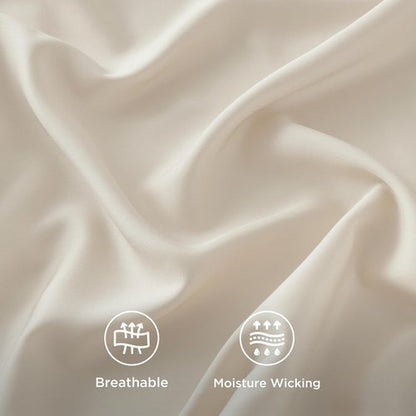 Bedsure Cooling Bed Sheets - Breathable Rayon from Bamboo | Full Size, Deep Pocket Up to 16 Inches, Light Beige