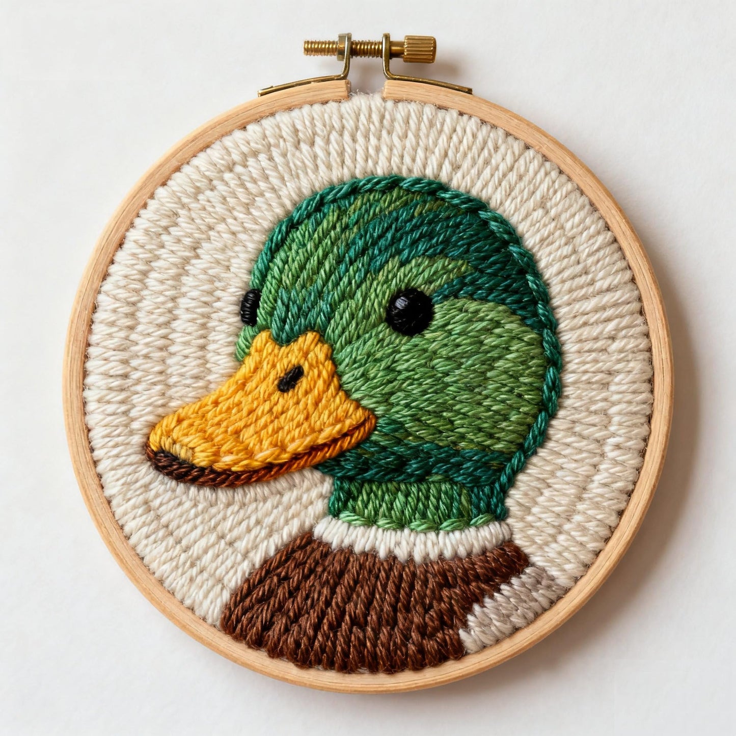 DIY Punch Needle Kits Wild Duck Mallard Portrait Easy for Beginners Embroidery Starter Set with Hoop Stress Relief Craft Hobby and Home Decor 20x20cm
