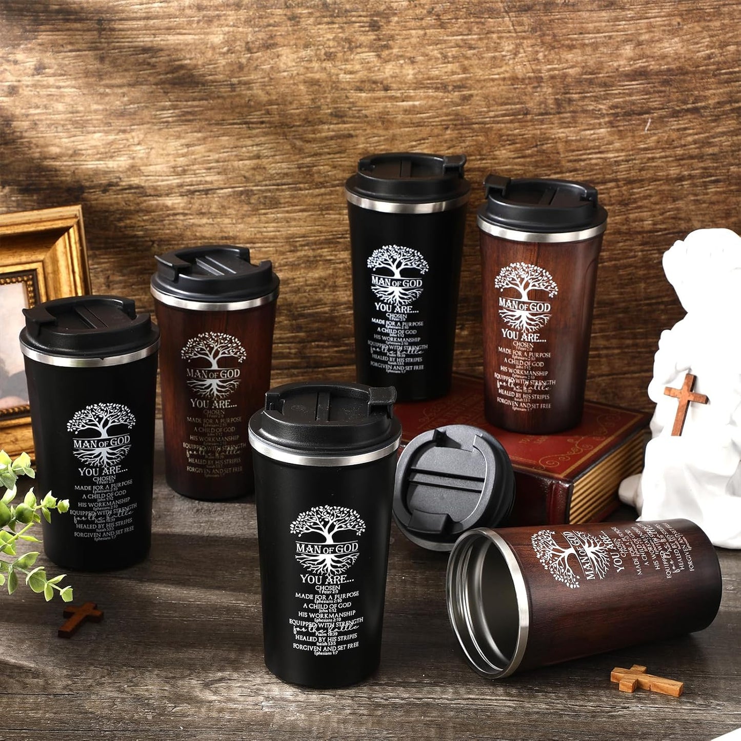6 17 oz Set Ziliny Pcs Christian Gifts for Men Coffee Tumbler Inspirational Man of God Mugs Stainless Steel Tumbler